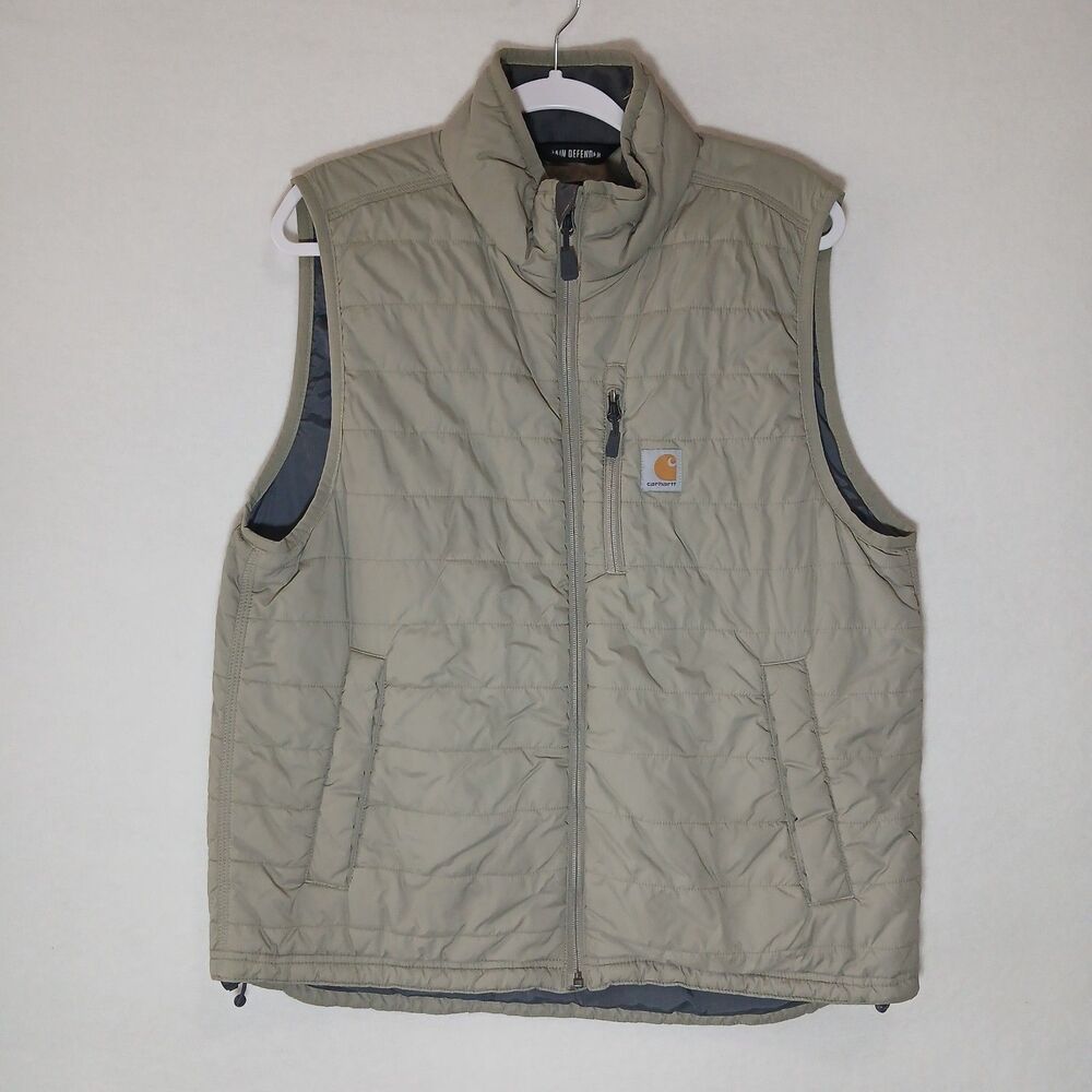 Carhartt Rain Defender Men’s Large Olive Quilted Relaxed Fit Full Zip Vest #1171